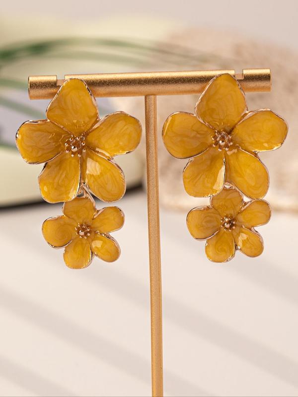 Fashion Flower Design Dangle Earrings, Boho Style Jewelry for Women for Party, Daily Clothing Decor, Trendy All-match & Exquisite Jewelry for Birthday Gift