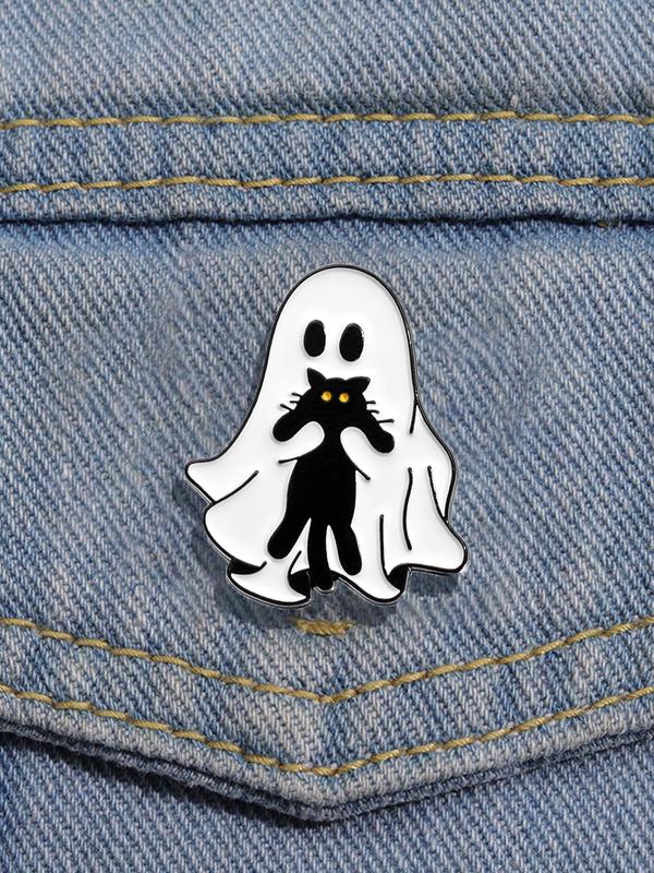 Cute Ghost & Cat Design Brooch, Creative Creative Jewelry for Women for Party, Daily Clothing Decor for Girl, Fashion Accessories for Daily Wear