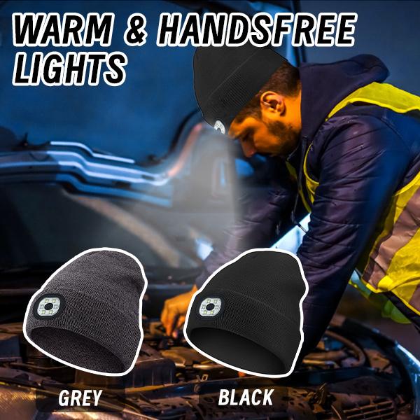 2-Pack Rechargeable LED Beanies – Washable Winter Hats with Removable LED Light, 3 Lighting Modes & 6 LED Bulbs for Outdoor Activities, Work, Dog Walking, Running, Camping – Ideal Christmas Gift Winter Gift