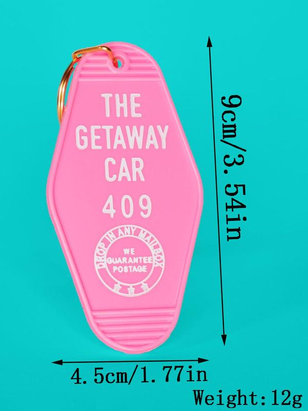 Vintage the Getaway Car Letter Pattern Keychain, Cute Cartoon Hotel Plastic Pendant Keychain, Fashion Accessories for Men & Women