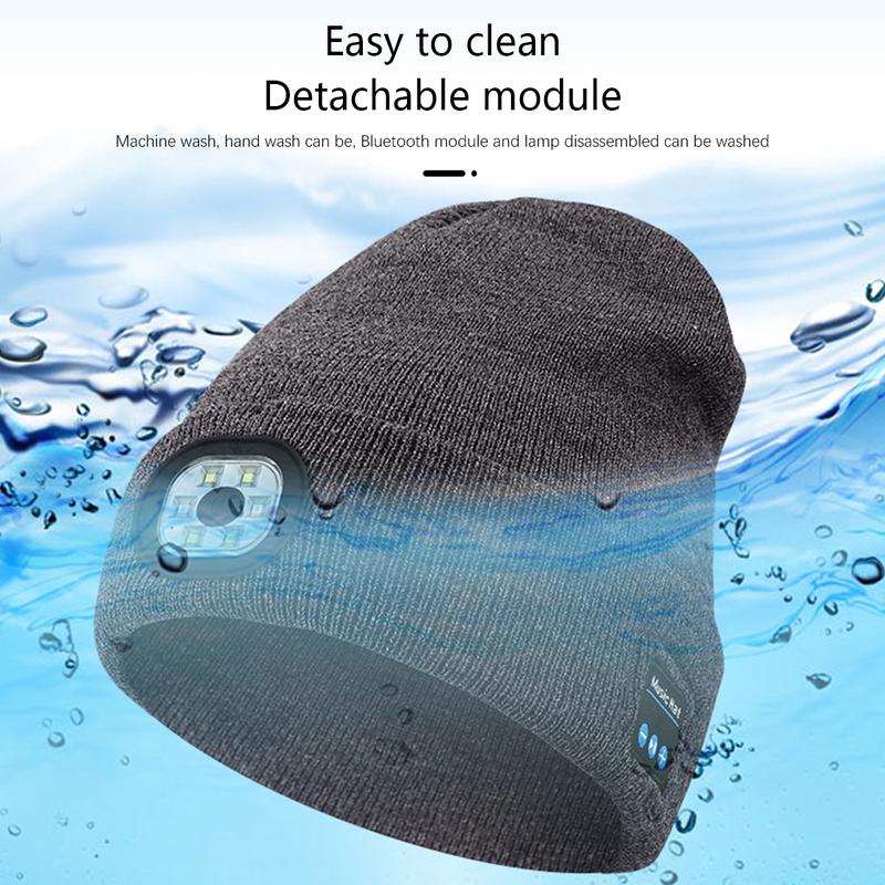 LED Beanie with The Light, Unisex USB Rechargeable Headlamp Winter Knitted Cap Gifts for Men Dad Husband Thanksgiving Gifts