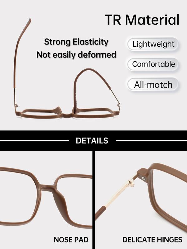 Unisex Simple Style Square Frame Eyeglasses, Trendy Casual Anti-blue Ray Clear Lens Eyeglasses for Everyday Use, Fashion Accessories for Outdoor Activities