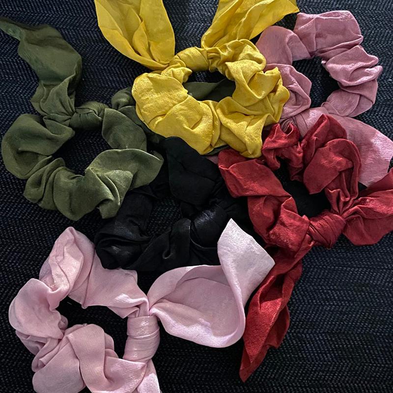 14 Pieces Bow Hair Scrunchies Bunny Ears Silk Scrunchies Hair Ties Elastic Ponytail Holder Hair Accessories for Women