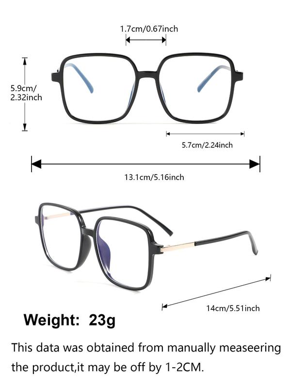 Unisex Simple Style Square Frame Eyeglasses, Trendy Casual Anti-blue Ray Clear Lens Eyeglasses for Everyday Use, Fashion Accessories for Outdoor Activities