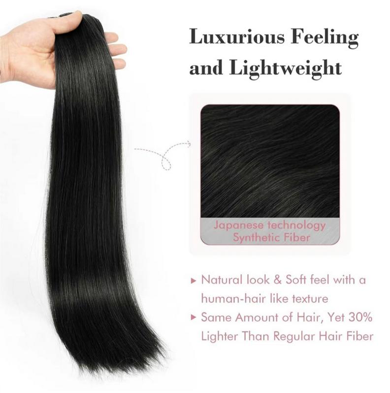 GlamWig Long Straight Clip-in Hair Extensions, Wigs for Women for Daily, Cosplay, Anime or Costume Party, Striking Natural Fluffy Hair Wigs, Perfect for Any Occasions