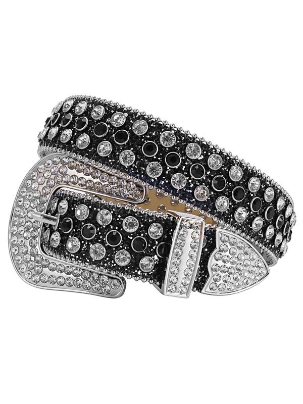 Punk Style Rhinestone Belt, Exquisite Trendy Buckle Belt for Women & Men, Fashion Accessories for Daily & Party Outfits