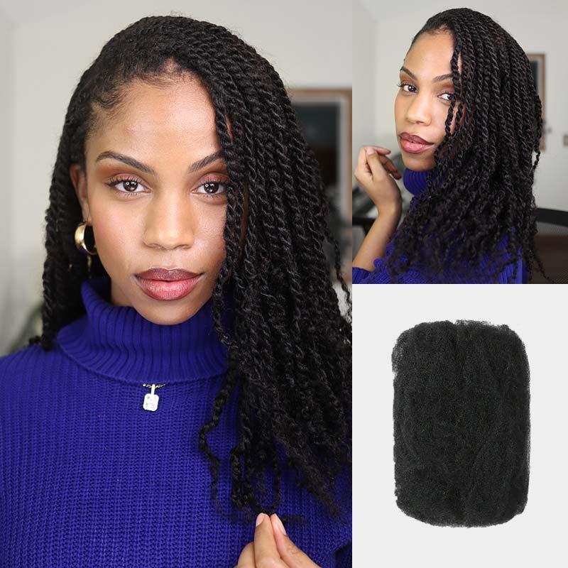 Afro kinky Bulk Human Hair Extensions For Braiding Dreadlock Human Hair 1 count 50g Natural Color Bulk Human Hair