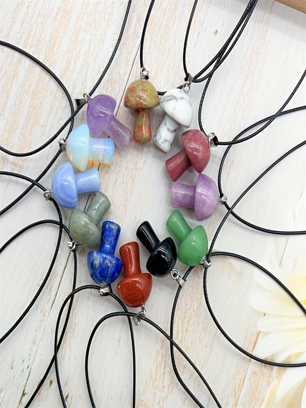 Random Colored Mushroom Shaped Stone Pendant, Fashionable DIY Jewelry Making Accessories for Necklace & Bracelet, Trendy All-match & Exquisite Jewelry for Birthday Gift