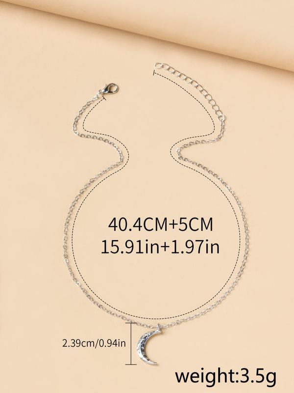 Elegant Plain Moon Pendant Necklace for Women, Trendy Clavicle Chain Necklace, Fashionable Stainless Steel Jewelry Accessories, Holiday Birthday Gift for Women and Girls