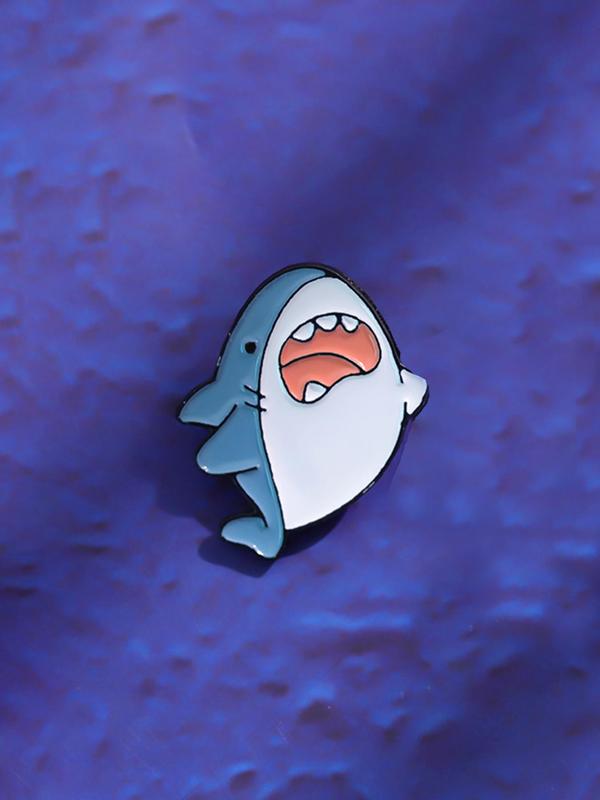 Cute Cartoon Shark Design Brooch Pin, Fashion Animal Shaped Clothes Brooch, All-match Clothes Accessories for Men & Women, Cartoon Enamel Pin Suitable for Backpack, Scarf