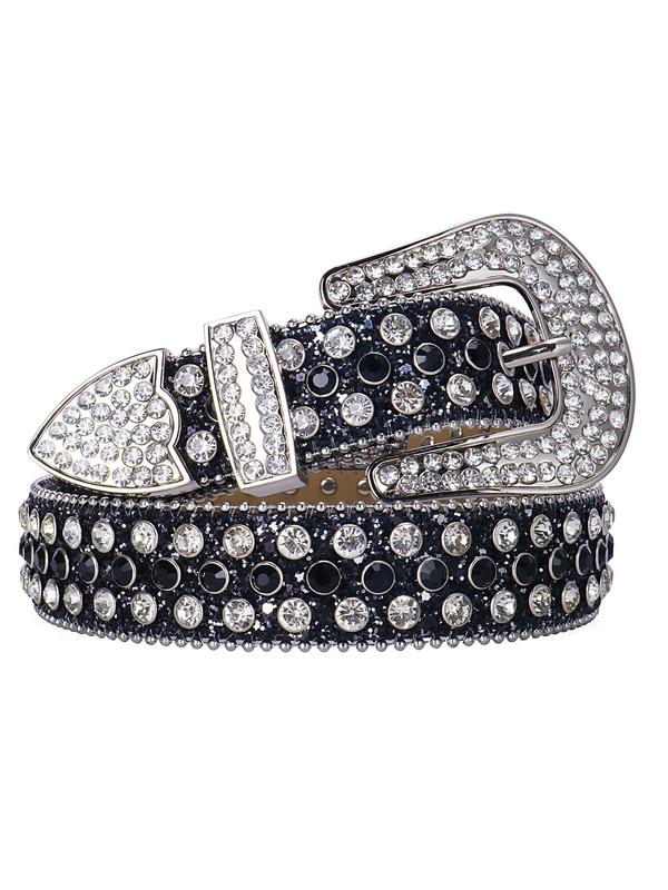 Punk Style Rhinestone Belt, Exquisite Trendy Buckle Belt for Women & Men, Fashion Accessories for Daily & Party Outfits