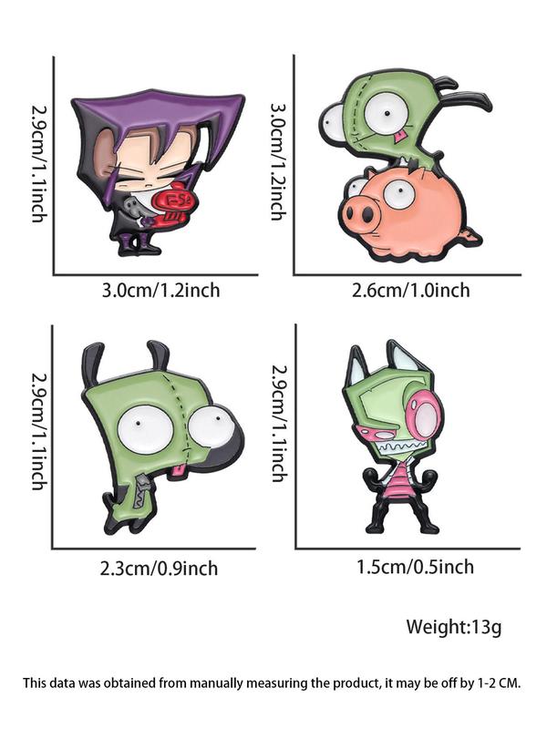 Cartoon Piggy Alien Design Brooch, Cute Cartoon Badge for Backpack & Hat & Clothes Decor, Fashion Accessories for Women & Men