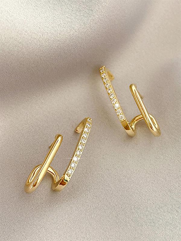 Fashionable Rhinestone Decorated Stud Earrings, Anniversary Wedding Party Jewelry for Women, Trendy All-match & Exquisite Jewelry