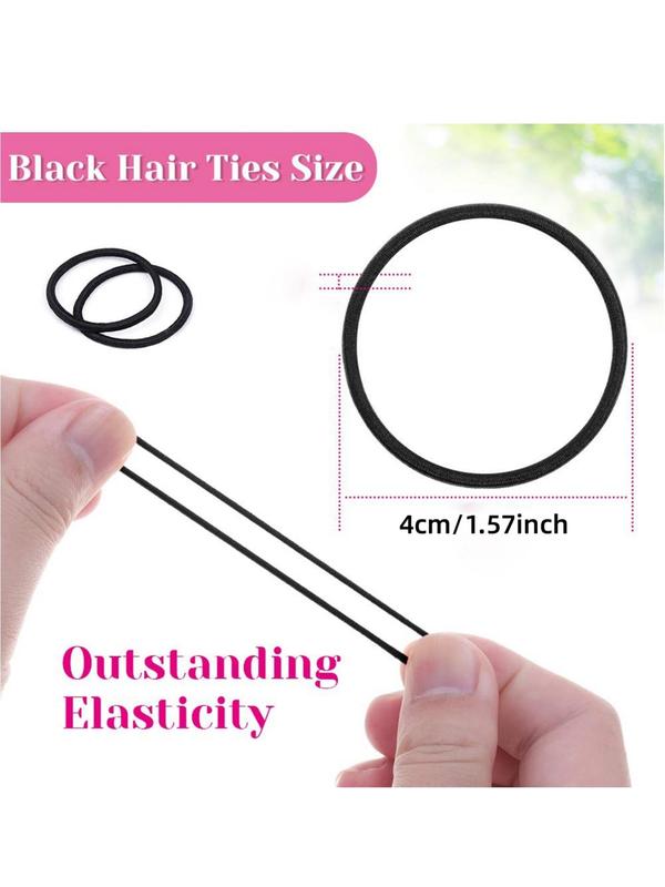 Simple Basic Plain Black Elastic Small Hair Ties, 100pcs Minimalist Hair Tie for Ponytail, Portable Casual Scrunchies, Accessories Ponytail Holder for Women Girls Daily Use