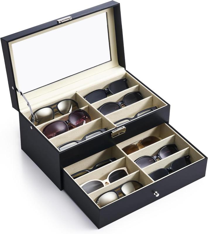 [Limited time deal] Sunglasses Organizer with 12 Slots, Multiple Eyeglasses Eyewear Display Case for Women Men, Sunglass Glasses Storage Box