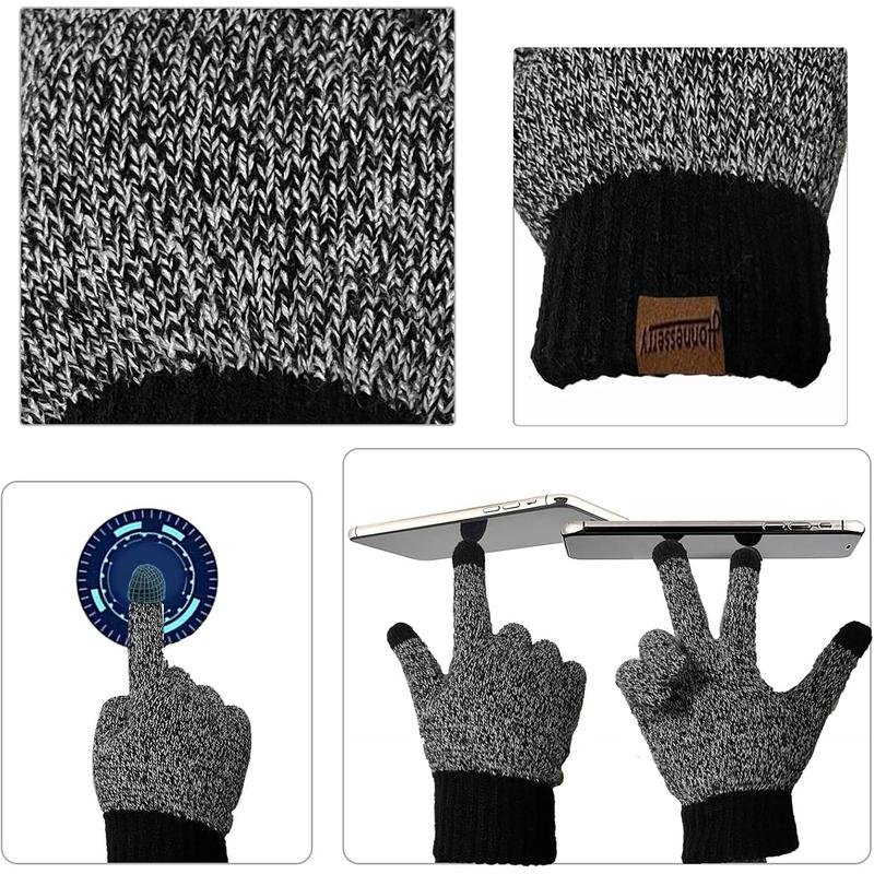 Winter Hats Scarf for Men with Touchscreen Gloves Warm Men's Scaves and Beanie Hat Themal Gloves Set for Men Women