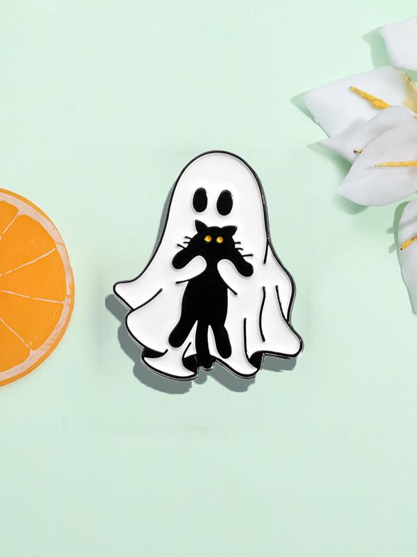 Cute Ghost & Cat Design Brooch, Creative Creative Jewelry for Women for Party, Daily Clothing Decor for Girl, Fashion Accessories for Daily Wear