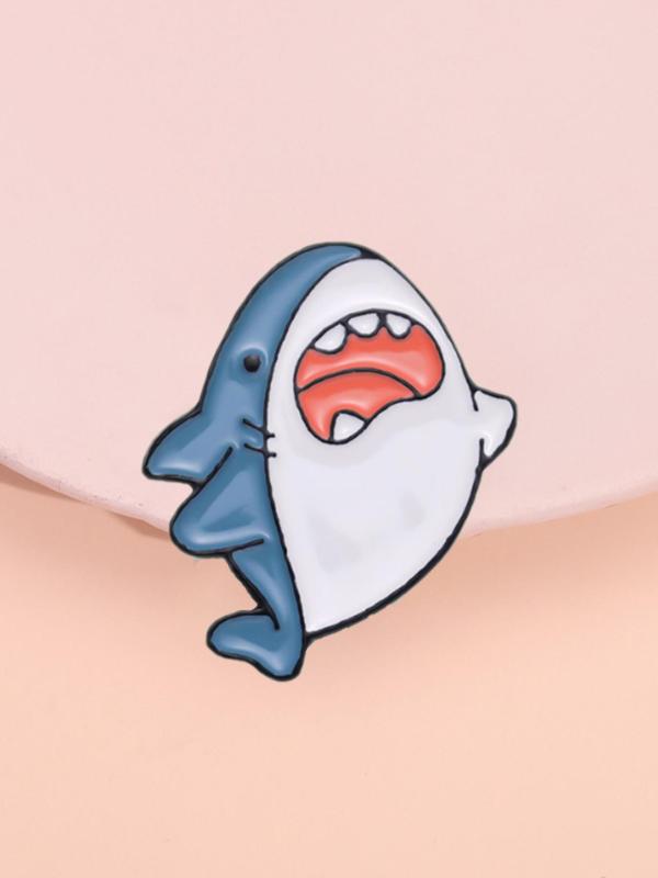 Cute Cartoon Shark Design Brooch Pin, Fashion Animal Shaped Clothes Brooch, All-match Clothes Accessories for Men & Women, Cartoon Enamel Pin Suitable for Backpack, Scarf