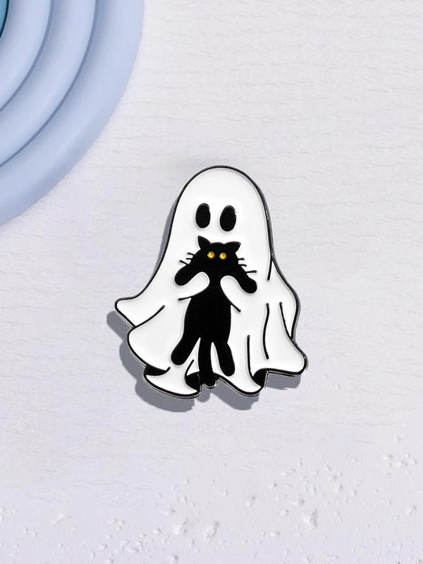 Cute Ghost & Cat Design Brooch, Creative Creative Jewelry for Women for Party, Daily Clothing Decor for Girl, Fashion Accessories for Daily Wear