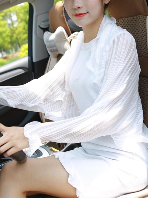 Women's Solid Color Open Front Scarf, 2024 New Style Casual Versatile Shawl for Daily Driving Cycling Wear, Fashion Sun Protection Accessories for Women & Girls