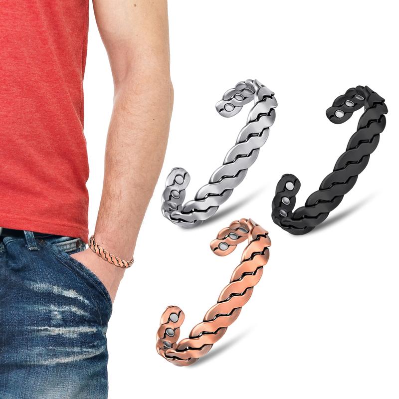 Adjustable Twisted Magnetic Therapy Copper Bracelet - for Men & Women, Elegant Antique Finish