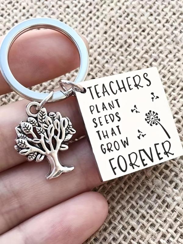 Tree Of Life Design Keychain for Teacher's Day Gift, Teacher's Day Keychain, Stainless Steel Key Ring with Symbolic Charm, Fashion Accessories for Teachers