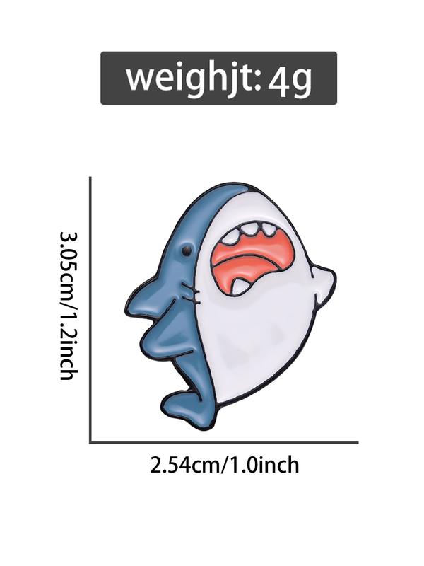 Cute Cartoon Shark Design Brooch Pin, Fashion Animal Shaped Clothes Brooch, All-match Clothes Accessories for Men & Women, Cartoon Enamel Pin Suitable for Backpack, Scarf