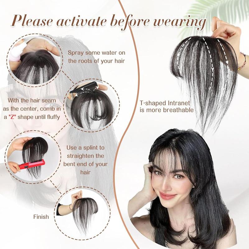 Vigorous Clip on Bangs , 360° Cover Clip in Bangs Real Hair for Women Fake Bangs for Daily Wear