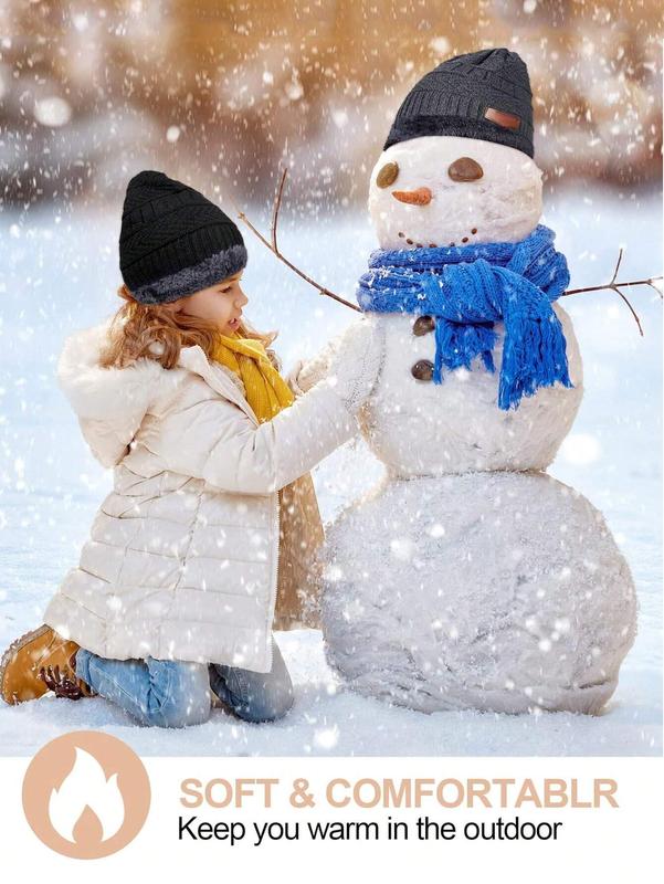 Winter Knit Beanie Hat Neck Warmer Scarf And Touch Screen Gloves Set Fleece Lined Skull Cap For Men Women Outdoor