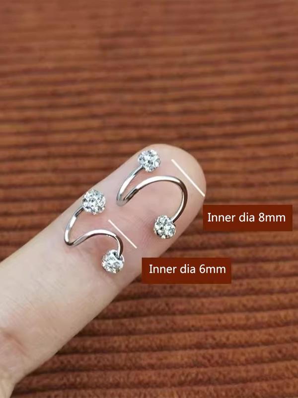 1 Pair Rhinestone Decorated Stud Earrings, S-shaped Screw Design Earrings, Fashion Accessories for Women