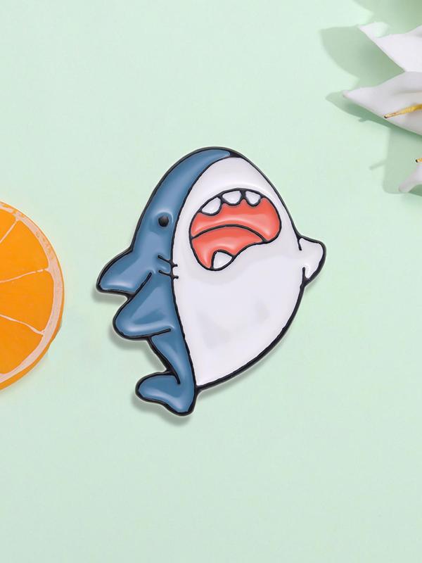 Cute Cartoon Shark Design Brooch Pin, Fashion Animal Shaped Clothes Brooch, All-match Clothes Accessories for Men & Women, Cartoon Enamel Pin Suitable for Backpack, Scarf