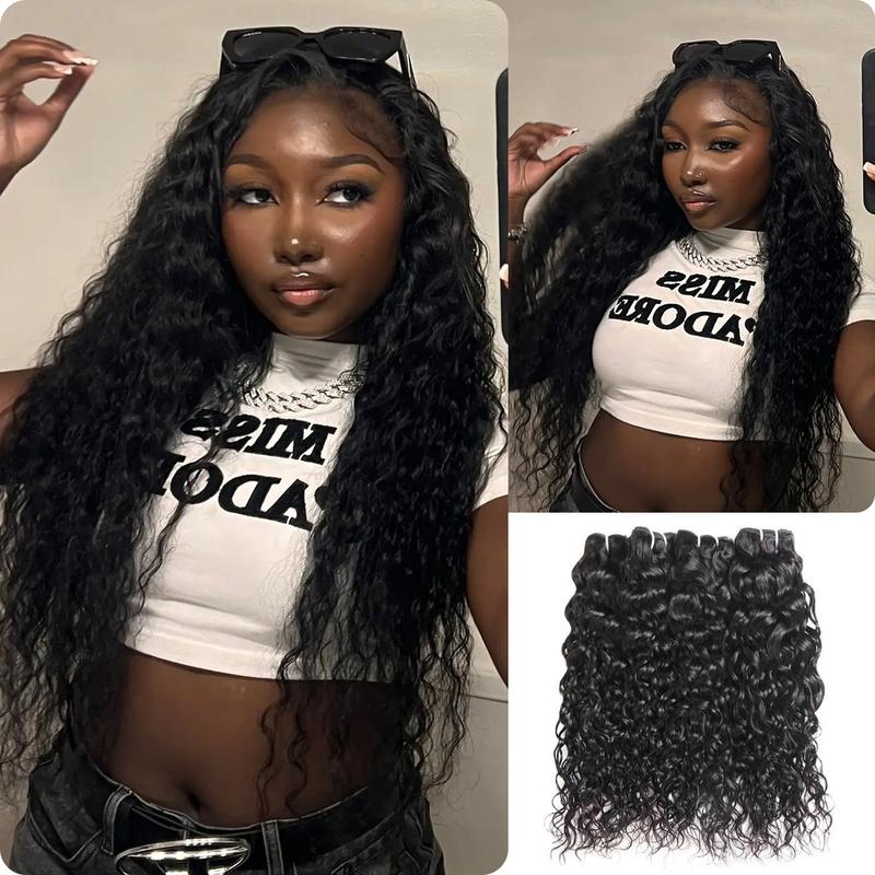 [Wequeen] Budget Friendly 10A Grade Brazilian Virgin 100% Human Hair Water Wave Quick Weave Sew in Glue in Viral Hair Bundles