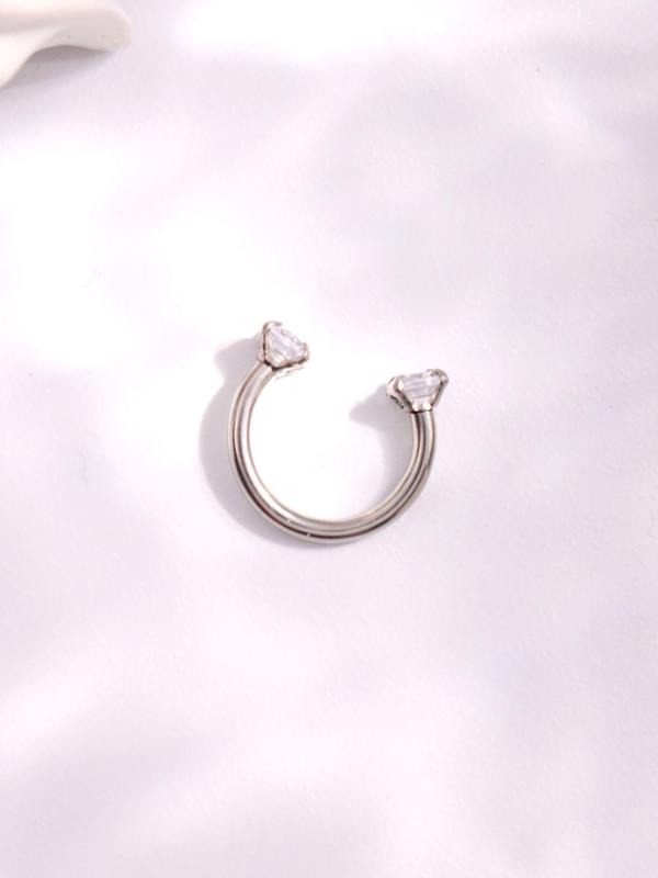 U-shaped Rhinestone Decorated Nose Ring, Elegant Casual Stainless Steel Accessories for Women & Men, Trendy All-match & Exquisite Jewelry for Birthday Gift