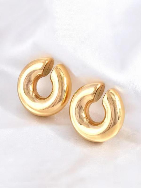 Women's Simple Style C-shaped Plain Color Earrings, Casual Trendy Ear Cuff, Fashionable Matching Jewelry for Daily & Party Decoration