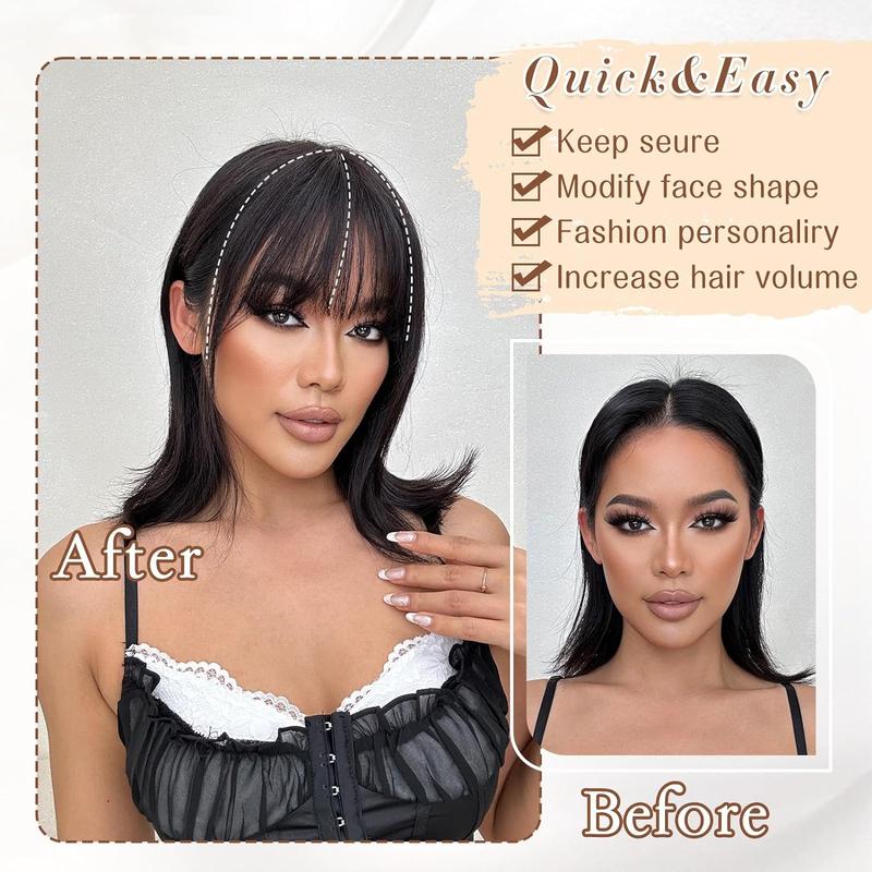 Vigorous Clip on Bangs , 360° Cover Clip in Bangs Real Hair for Women Fake Bangs for Daily Wear