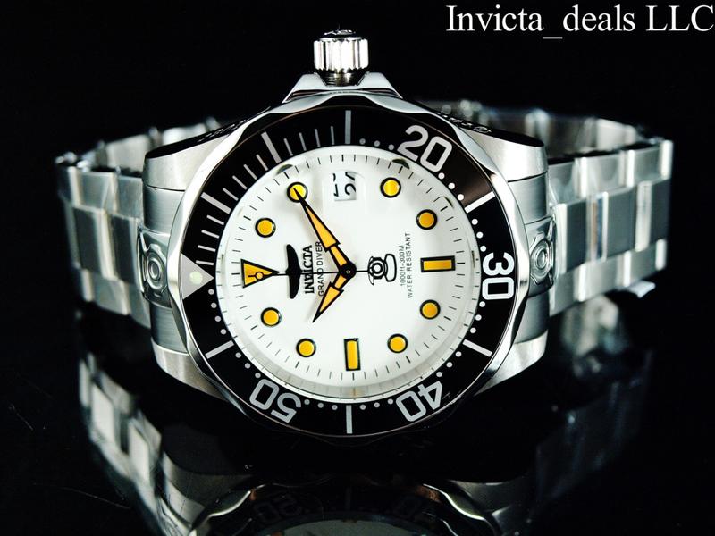 Invicta Men's 47mm GRAND DIVER AUTOMATIC NH35A FULL LUME White Dial 300m Watch