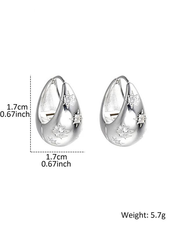 Women's Elegant Rhinestone Decorated Boat Shaped Hoop Earrings, Exquisite Trendy Hoop Earrings, Fashionable Jewelry for Party & Daily Decor