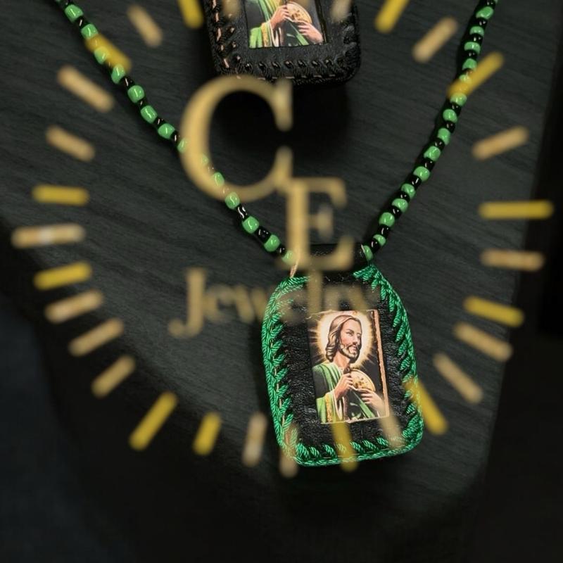 Handmade Saint Jude Scapulars in Green