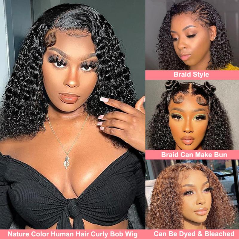 Short Curly Bob Wigs Human Hair 13x4 Lace Frontal Curly Bob Wig 13X6 Curly Wave Bob Wigs Human Hair 180% Density Prelucked with Baby Hair [Ladoux]