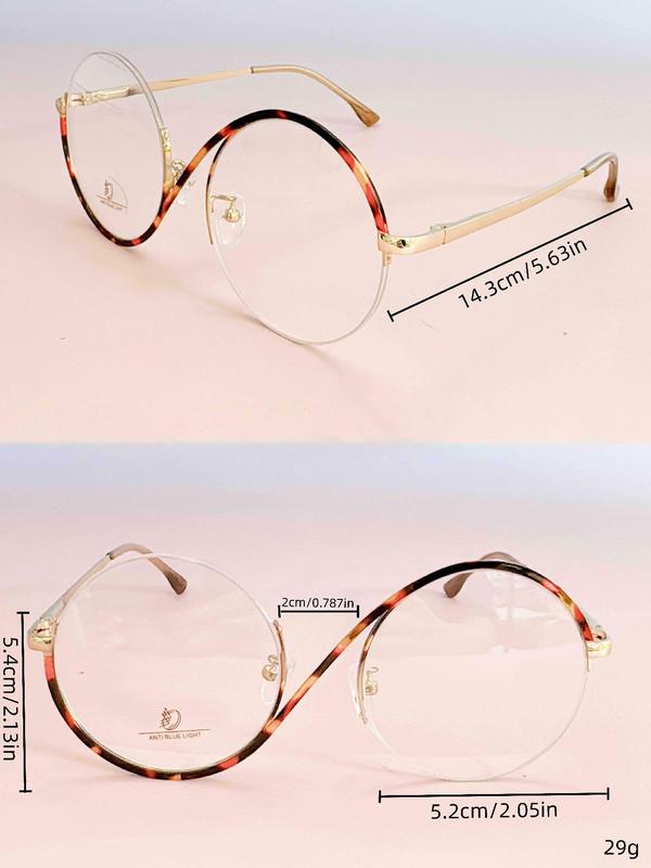 Casual Minimalist Half Rim Eyeglasses for Everyday Use, Basic Round Frame Eyeglasses for Women & Men, Fashion Accessories for Daily Life