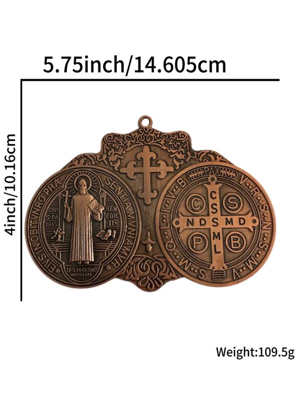 St Benedict Cross Medal, Vintage Brass Tone Finish for Wall Or Desk Display, Fashion DIY Jewelry Accessories for Men & Women