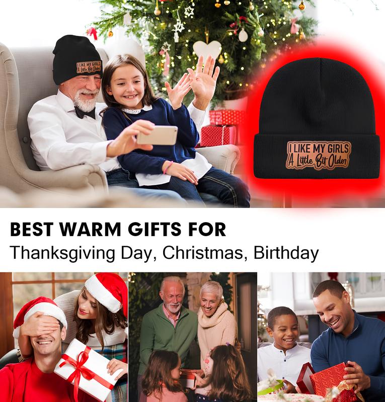 Beanie I Like My Girls A Little Bit Older Leather Patch, Beanie Hat for Men & Women, Hat for Fall & Winter, Fashion Accessories for Cold Weather, Fall Outfits, Winter Hat, Fall Freshness, Birthday Outfits Winter Hats for Women Men, Beanie Gifts Christmas