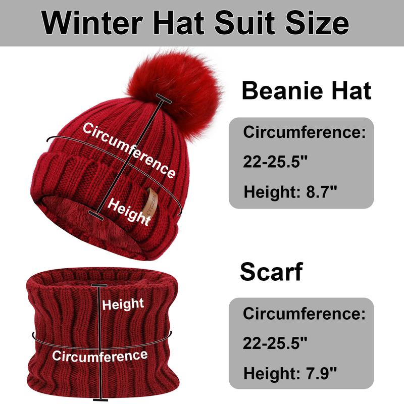 Cozy 3pcs Winter Set: Thick Knit Beanie, Scarf & Gloves - Warm Fleece-Lined for Outdoor Adventures