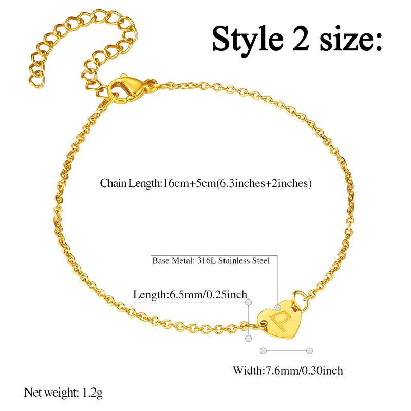 FindChic Initial Heart Charm Anklet with 26 Letters Golden-Plated Cute Ankle Bracelet Golden Mariner Chain Summer Beach Jewelry For Women Girlfriend Birthday Anniversary Wedding Valentine's Day Christmas Holiday Gift