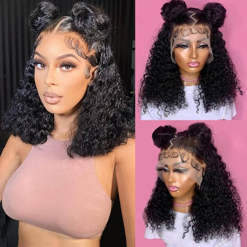 Short Curly Bob Wigs Human Hair 13x4 Lace Frontal Curly Bob Wig 13X6 Curly Wave Bob Wigs Human Hair 180% Density Prelucked with Baby Hair [Ladoux]