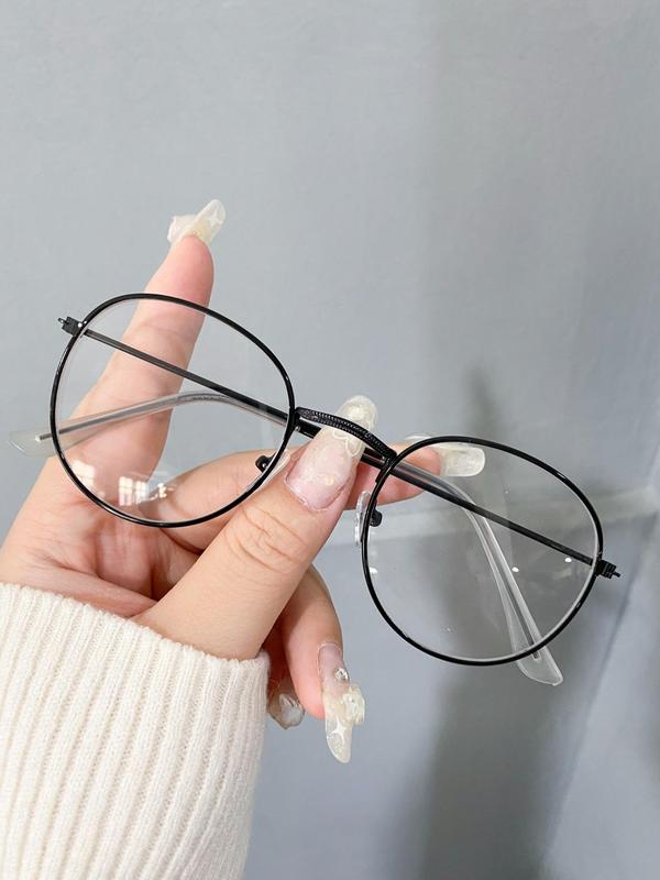 1 Pair Unisex Simple Style Plain Color Round Frame Eyeglasses for Daily Use, Fashion Casual Eyeglasses, Trendy Eyeglasses for Outside Activities