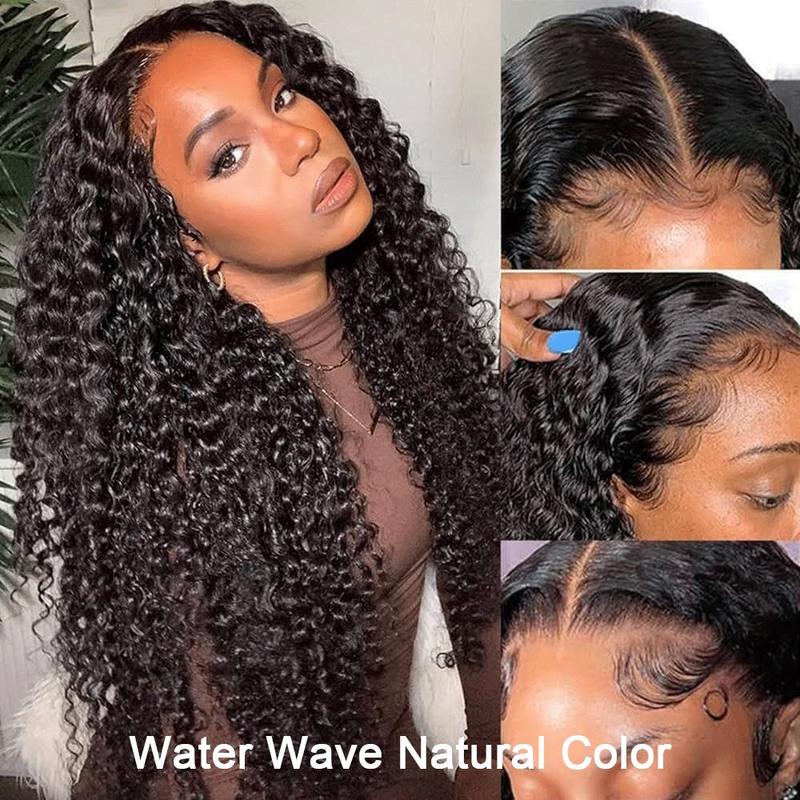 CurlyMe Wear Go Glueless Water Wave Pre-cut 6x4 HD Lace Hair Wigs Pre-plucked