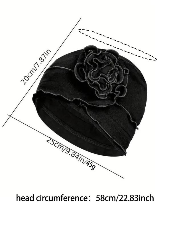 Women's Solid Color Flower Design Turban Hat, Casual Comfortable Breathable Hat for Daily Wear, Fashion Accessories for Women & Girls