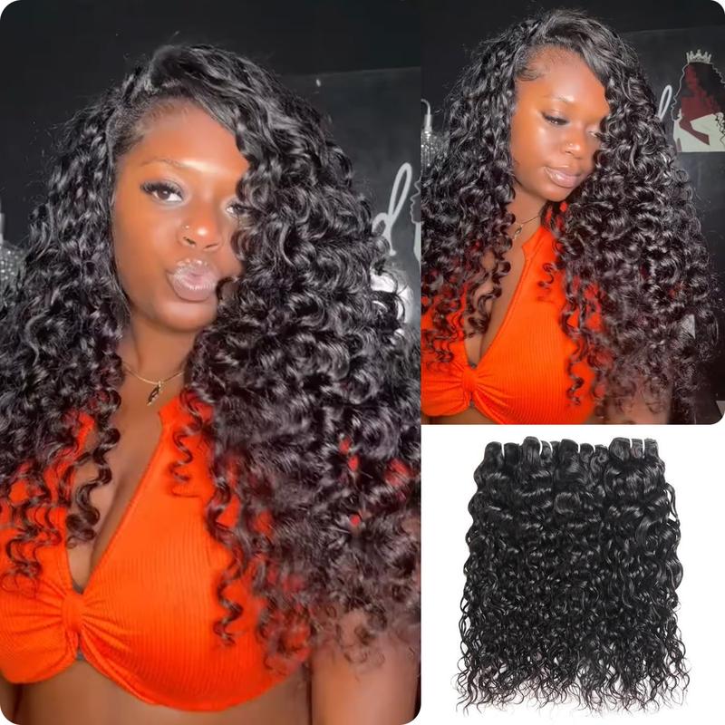 [Wequeen] Budget Friendly 10A Grade Brazilian Virgin 100% Human Hair Water Wave Quick Weave Sew in Glue in Viral Hair Bundles