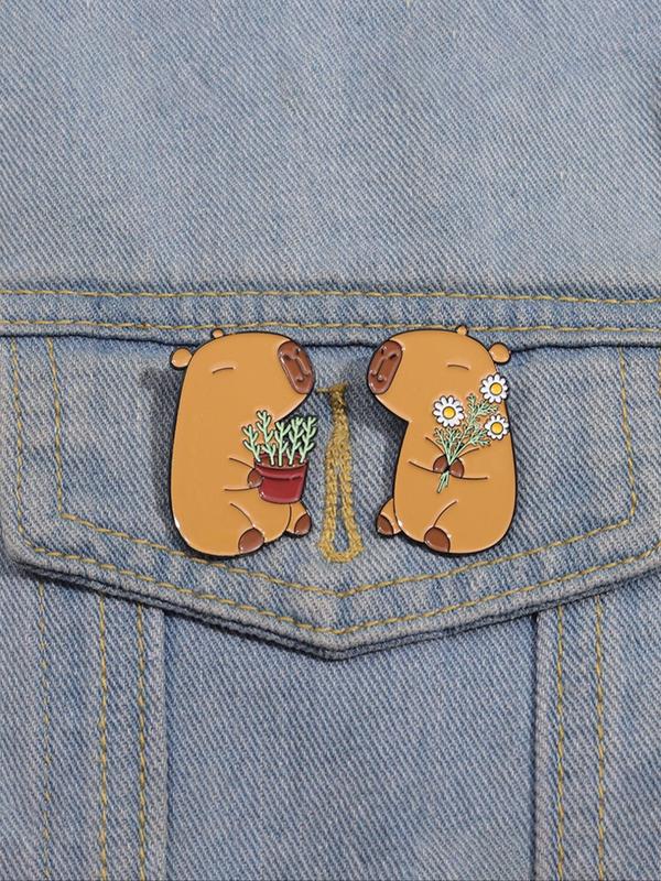 Cute Capybara Design Brooch, Enamel Pin Suitable for Backpacks, Jeans, Scarves, Hats Decoration, Trendy All-match & Exquisite Brooch for Birthday Gift